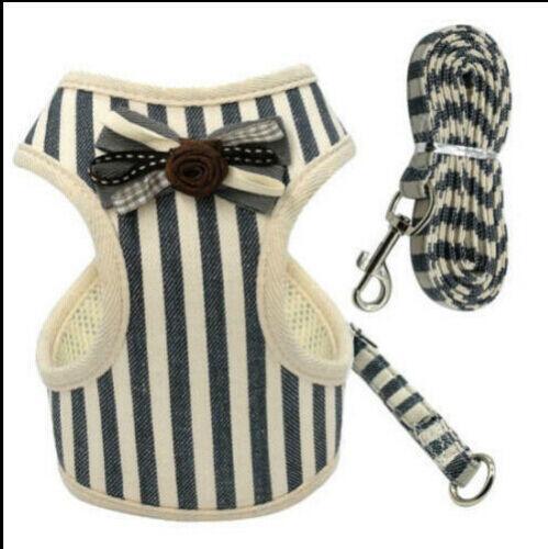 Comfortable Bow Tie Striped Dog Leash With Bells - Available In Multiple Colors And Sizes